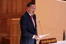 Thủ tướng Thái Lan Srettha Thavisin trong phiên tranh luận tại Quốc hội. (Ảnh: Bưu điện Bangkok)