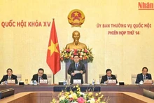 Chủ tịch Quốc hội Vương Đình Huệ và các Phó Chủ tịch Quốc hội dự phiên họp. 