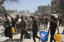 Người tị nạn Palestine tại Jabalia, phía bắc Dải Gaza ngày 30/5/2024. (Ảnh: THX/TTXVN)