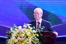 Tổng Bí thư Nguyễn Phú Trọng phát biểu tại Lễ kỷ niệm 75 năm Ngày thành lập Liên hiệp các Hội Văn học nghệ thuật Việt Nam.