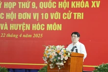 Chủ tịch nước Lương Cường phát biểu tại buổi tiếp xúc cử tri.
