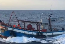 Tàu cá KG 95541 TS vi phạm vùng biển Thái Lan (trích từ video) (Ảnh: Trang Thông tin điện tử Công an tỉnh Kiên Giang)