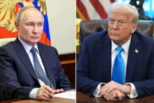 Tổng thống Nga Vladimir Putin (trái) và người đồng cấp Mỹ Donald Trump. (Ảnh: TASS)