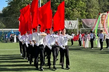 Diễu hành trong lễ khai mạc Đại hội Thể thao sinh viên Việt Nam toàn Nga 2024. (Ảnh: THÙY VÂN)