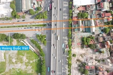 Dự án xây dựng hầm chui đường Hoàng Quốc Việt kéo dài với đường Phạm Văn Đồng và kết nối với phố Trần Vỹ có tổng chiều dài khoảng 600m. (Ảnh: MINH KIỆT)