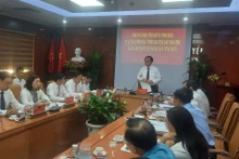 Bí thư Trung ương Đảng, Trưởng Ban Tuyên giáo Trung ương Nguyễn Trọng Nghĩa phát biểu tại buổi làm việc với Học viện Báo chí và Tuyên truyền chiều 11/7. (Ảnh: Hoàng Lâm)
