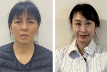 Bị can Nguyễn Thị Thanh Thủy (trái) và bị can Nguyễn Bạch Thùy Linh.