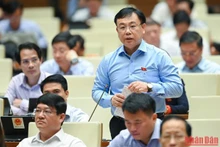 Đại biểu Nguyễn Công Long (đoàn Đồng Nai) góp ý kiến vào dự án Luật Khám bệnh, chữa bệnh (sửa đổi). Ảnh: THỦY NGUYÊN