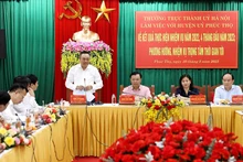  Thường trực Thành ủy Hà Nội làm việc với Huyện ủy Phúc Thọ, sáng 10/5.