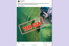 Một bài đăng trên Twitter thông tin sai sự thật rằng xác máy bay dưới đáy biển là máy bay MH370 mất tích 9 năm trước. (Ảnh chụp màn hình)