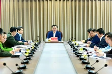 Quang cảnh cuộc họp của Ban Chỉ đạo Thành ủy Hà Nội về phòng, chống tham nhũng, tiêu cực ngày 16/3.