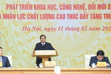 Thủ tướng Phạm Minh Chính chủ trì Hội nghị phát triển khoa học, công nghệ, đổi mới sáng tạo và nhân lực chất lượng cao thúc đẩy tăng trưởng kinh tế. (Ảnh: TRẦN HẢI)