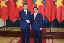 Thủ tướng Chính phủ Phạm Minh Chính và Tổng Bí thư, Chủ tịch Trung Quốc Tập Cận Bình. (Ảnh: TRẦN HẢI) 