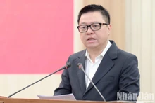 Tổng Biên tập Báo Nhân Dân Lê Quốc Minh phát biểu tại Lễ kỷ niệm. (Ảnh: THẾ ĐẠI) 