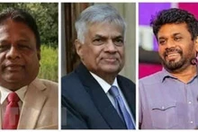 Chân dung các ứng cử viên Tổng thống Sri Lanka (từ trái sang), gồm Dullas Alahapperuma, Ranil Wickremesinghe và Anura Kumara Dissanayake. (Ảnh: Times of India) 