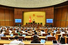 Quốc hội biểu quyết thông qua Nghị quyết của Quốc hội về thí điểm bổ sung một số cơ chế, chính sách đặc thù phát triển tỉnh Nghệ An. (Ảnh: THỦY NGUYÊN) 