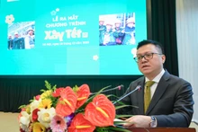 Đồng chí Lê Quốc Minh, Ủy viên Trung ương Đảng, Tổng Biên tập Báo Nhân Dân, Phó trưởng Ban Tuyên giáo Trung ương, Chủ tịch Hội Nhà báo Việt Nam phát biểu tại chương trình. (Ảnh: THÀNH ĐẠT)