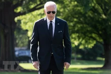 Tổng thống Mỹ Joe Biden chuẩn bị họp báo tại Nhà Trắng ở Washington D.C., sau khi trở về từ Wilmington, Delaware, ngày 30/5/2022. (Ảnh: AFP/TTXVN)