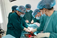 Các y, bác sĩ cấp cứu cho bệnh nhân L.Q.D.