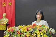 Đồng chí Nguyễn Thị Thanh Lịch, Phó Chủ tịch Ủy ban nhân dân tỉnh báo cáo tại hội nghị.