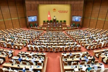 Quang cảnh phiên họp của Quốc hội ngày 21/5 tại Hội trường Diên Hồng.