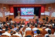 Quang cảnh hội nghị Tổng kết thực hiện Đề án Tuyên truyền, phổ biến Luật Cảnh sát biển Việt Nam giai đoạn 2019-2023.