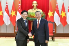 Tổng Bí thư Tô Lâm và Thủ tướng Cộng hòa Singapore, Tổng Thư ký Đảng PAP Lawrence Wong. (Ảnh: ĐĂNG KHOA) 