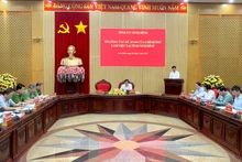 Buổi làm việc của Tổ công tác Đề án 06 của Chính phủ tại Ninh Bình. (Ảnh: Yến Trinh)