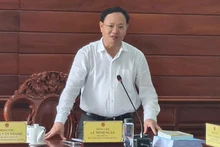 Thứ trưởng Tài nguyên và Môi trường Lê Minh Ngân phát biểu tại buổi làm việc.