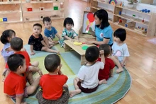 Giờ học của học sinh Trường mầm non Ninh Xuân, huyện Hoa Lư, tỉnh Ninh Bình. (Ảnh Ðức Thịnh)