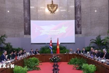 Tổng Bí thư, Chủ tịch nước Tô Lâm hội đàm với Bí thư thứ nhất Đảng Cộng sản Cuba, Chủ tịch Cuba Miguel Diaz Canel Bermudez. (Ảnh: Lâm Khánh/TTXVN)