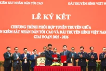 Lễ ký kết chương trình phối hợp tuyên truyền giữa Viện Kiểm sát nhân dân tối cao và Đài Truyền hình Việt Nam.