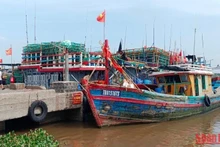 Tàu, thuyền vào neo đậu tại cảng cá cửa Lân, xã Nam Thịnh, huyện Tiền Hải (tỉnh Thái Bình).