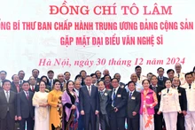 Tổng Bí thư Tô Lâm và các đồng chí lãnh đạo Đảng, Nhà nước và các đại biểu dự hội nghị. Ảnh: Đăng Khoa