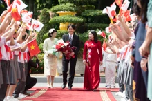 [Ảnh] Phó Chủ tịch nước Võ Thị Ánh Xuân chủ trì lễ đón và hội đàm với Hoàng Thái tử Nhật Bản Akishino 