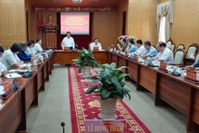 Đồng chí Nguyễn Xuân Thắng phát biểu tại buổi làm việc.