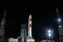 Tên lửa PSLV-C56. (Nguồn: PTI)