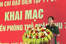 Đại tướng Phan Văn Giang phát biểu ý kiến chỉ đạo tại khai mạc diễn tập tác chiến phòng thủ Quân khu 7. 
