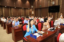 Các đại biểu biểu quyết tại kỳ họp thứ 13 HĐND thành phố Hà Nội khóa XVI.