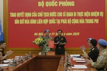 Thiếu tá Sử Tấn Phi Long đảm nhiệm vị trí Quan sát viên Quân sự, Phái bộ MINUSCA, Cộng hòa Trung Phi.