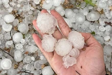 Những viên đá có kích cỡ lớn đã gây ảnh hưởng tới nhà cửa và hoa màu của người dân các xã của huyện Thuận Châu. (Ảnh: Người dân cung cấp)