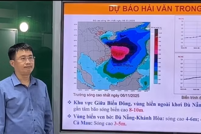 Ông Nguyễn Xuân Hiển, Phó Giám đốc Trung tâm Dự báo khí tượng thủy văn quốc gia, cảnh báo người dân ven biển cần đặc biệt lưu ý trước nguy cơ sóng lớn và nước dâng cao do bão số 13.