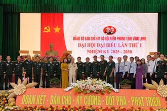 Đại biểu tham dự Đại hội Đảng bộ Ban Chỉ huy Bộ đội Biên phòng tỉnh Vĩnh Long lần thứ nhất. (Ảnh: HOÀNG TRUNG)