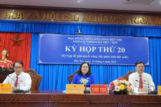 Đại biểu chủ trì tại Kỳ họp Hội đồng nhân dân tỉnh Bến Tre. (Ảnh: HOÀNG TRUNG)