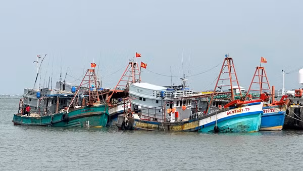 Ba tàu cá có dấu hiệu vi phạm IUU. (Ảnh: Cảnh sát biển cung cấp) 