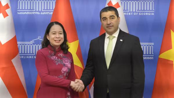Phó Chủ tịch nước Võ Thị Ánh Xuân gặp Chủ tịch Quốc hội Georgia Shalva Papuashvili, tại thủ đô Tbilisi, ngày 13/10/2026. (Ảnh: Bộ Ngoại giao Việt Nam cung cấp)