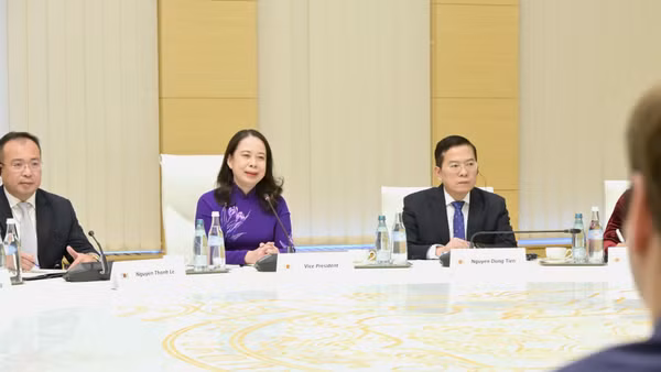 Phó Chủ tịch nước Võ Thị Ánh Xuân tại cuộc hội đàm với Thủ tướng Georgia Irakli Kobakhidze. (Ảnh: Bộ Ngoại giao Việt Nam cung cấp)
