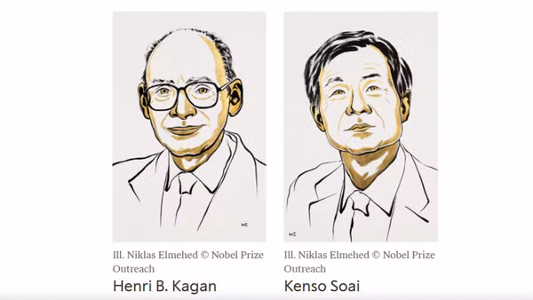 Chân dung hai nhà khoa học Henri Kagan và Kenso Soai. (Ảnh minh họa: Nobelprize.org)