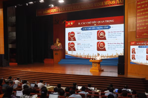 Điểm cầu Trung tâm Hội nghị thành phố Bắc Ninh. (Ảnh: TT)