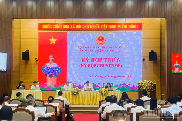 Kỳ họp thứ 6, khóa XVII, nhiệm kỳ 2026-2031 của Hội đồng nhân dân tỉnh Lào Cai ngày 15/10. (Ảnh: Thành Tâm)